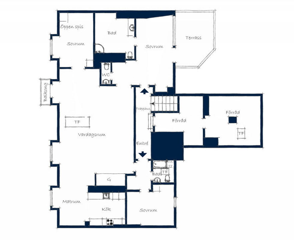 The apartment in Sweden as an example of the Scandinavian style - Plan