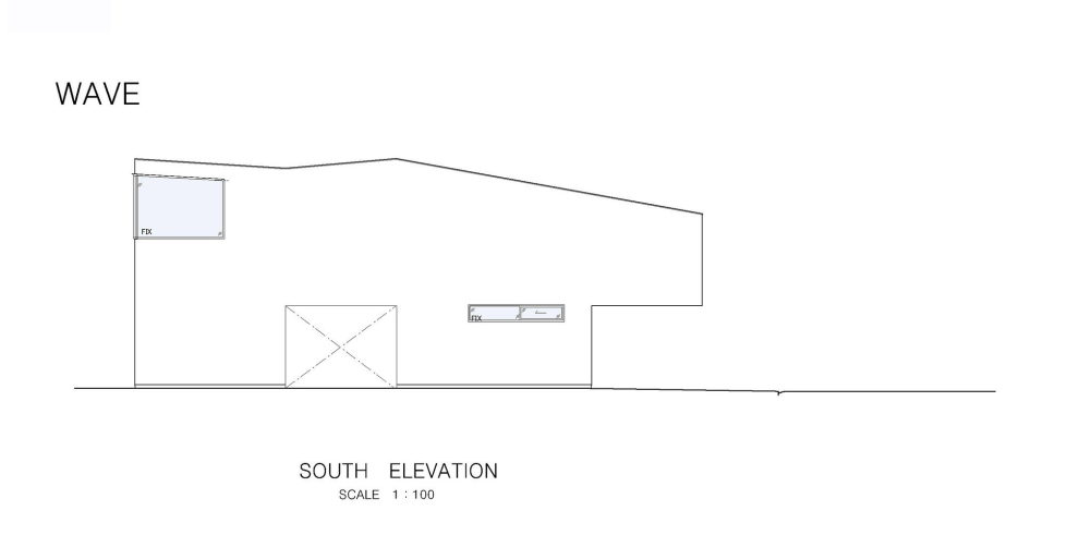 The Wave house by the APOLLO Architects & Associates studio - South Elevation Plan