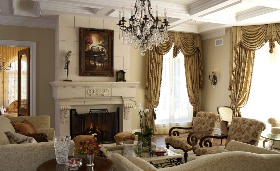 Curtains for a living room in the classic style