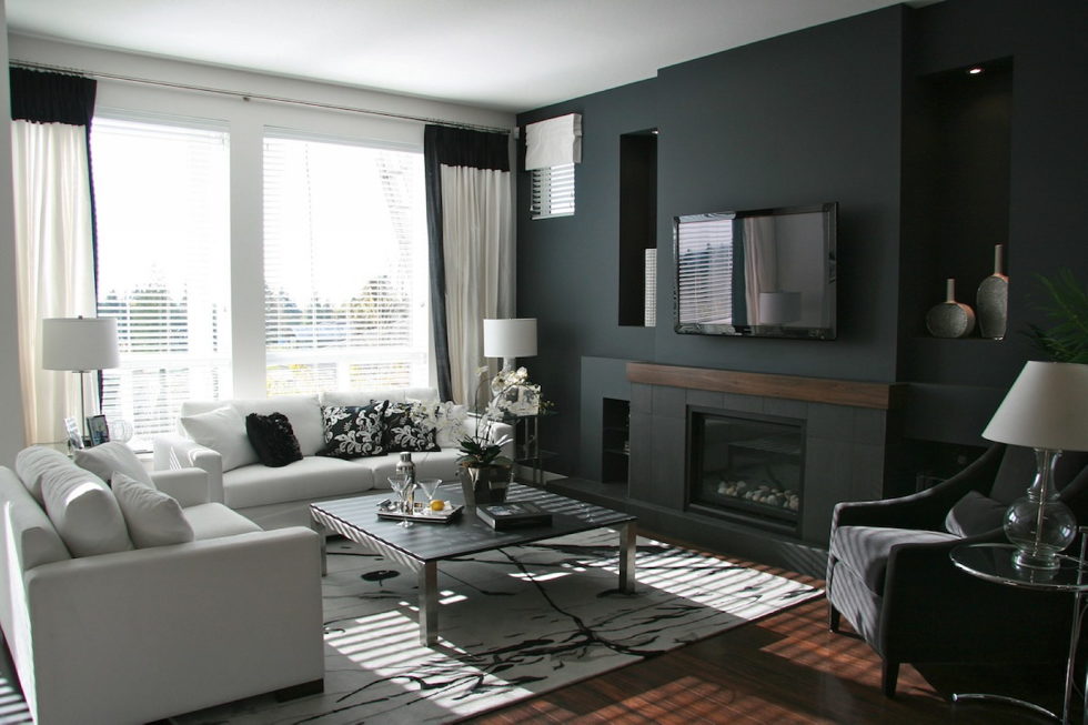 Dark shades for your living room interior – black living room