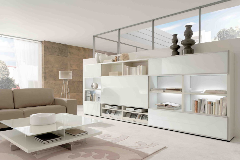 Beige and White Combination Living Room Interior