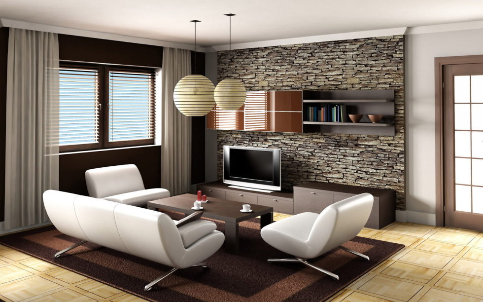 Decoration Of A Living Room In Beige Colour
