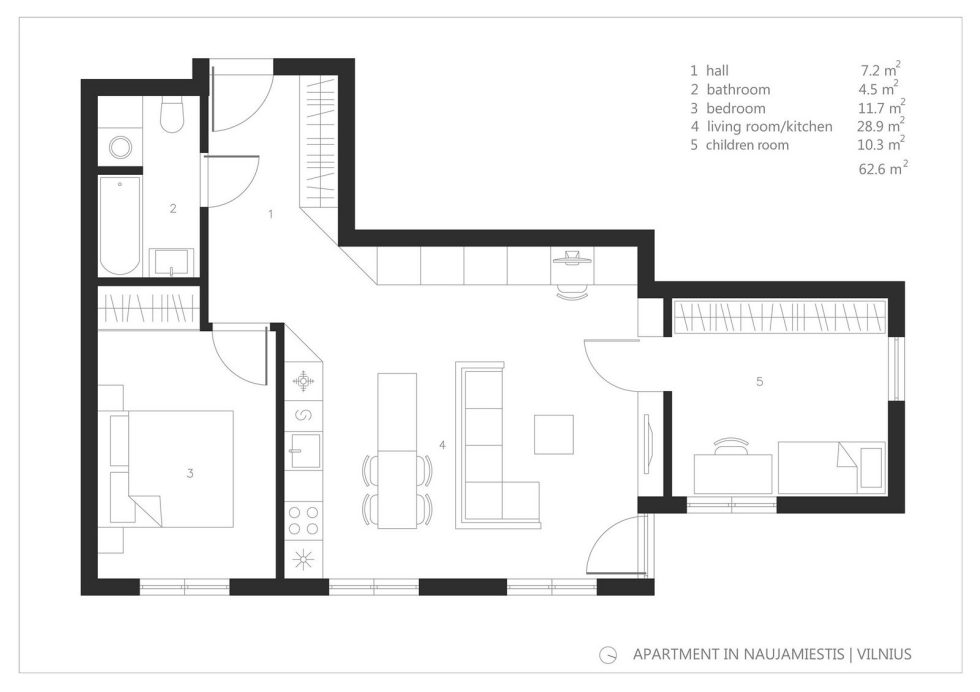 Elegant Apartment In Vilnius From Normundas Vilkas Studio - Plan