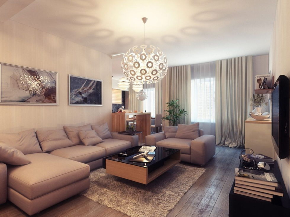 The Beige Colour In Various Styles Of A Living Room`s Decoration