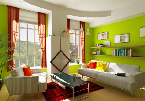 Combination of the green color in the interior